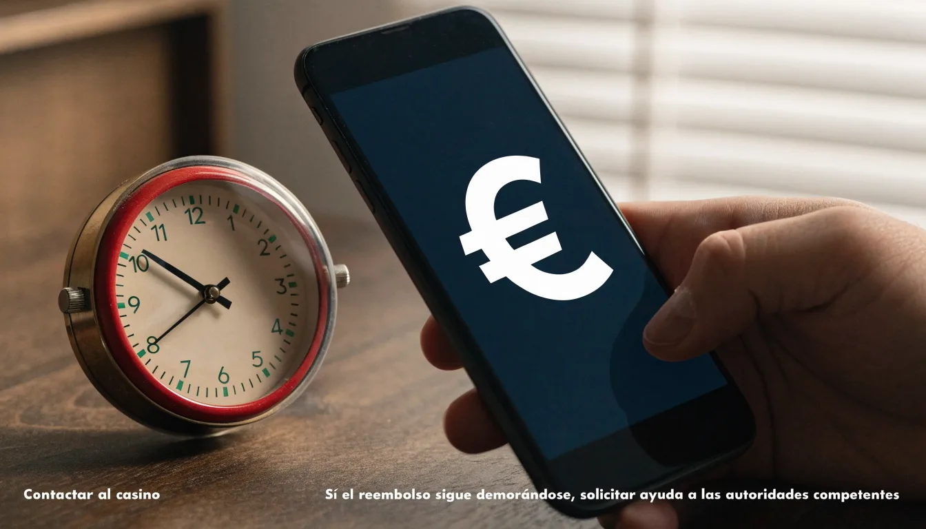 Mano que sostiene un móvil con el símbolo del euro junto a un reloj